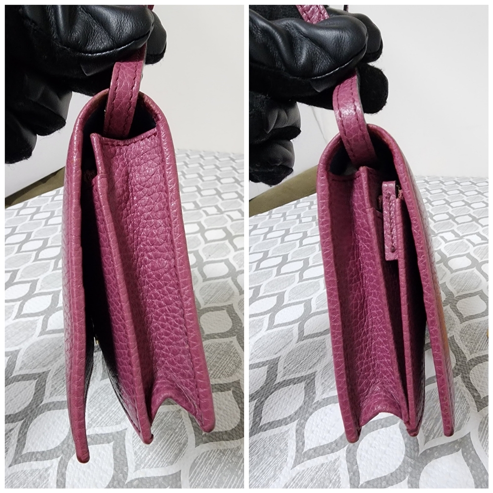 Gucci Pebble Leather Swing Crossbody Bag Magenta - Picture 6 of 12